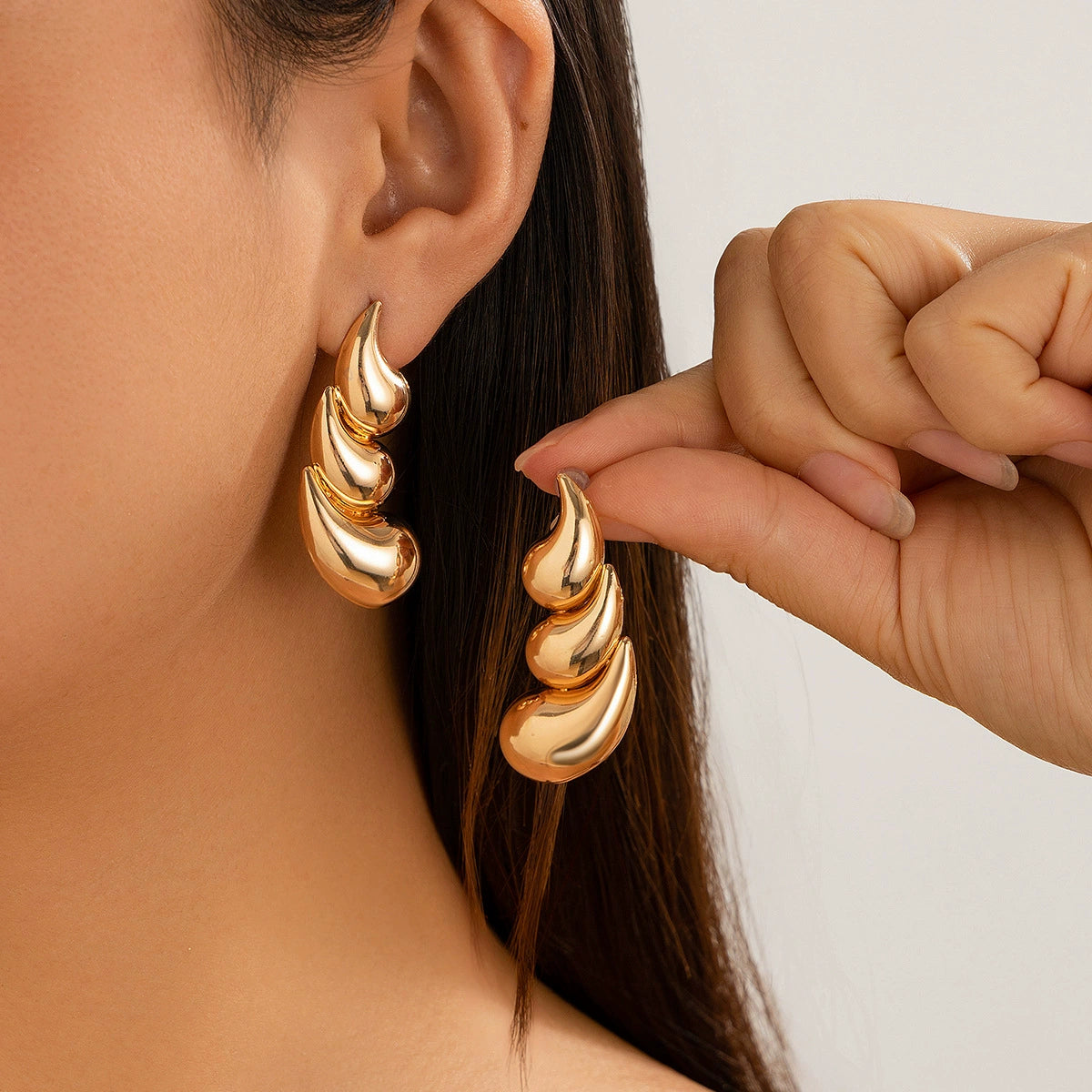 Sonora Glossy Drop Earrings - Style 02 Gold [144O8STD]