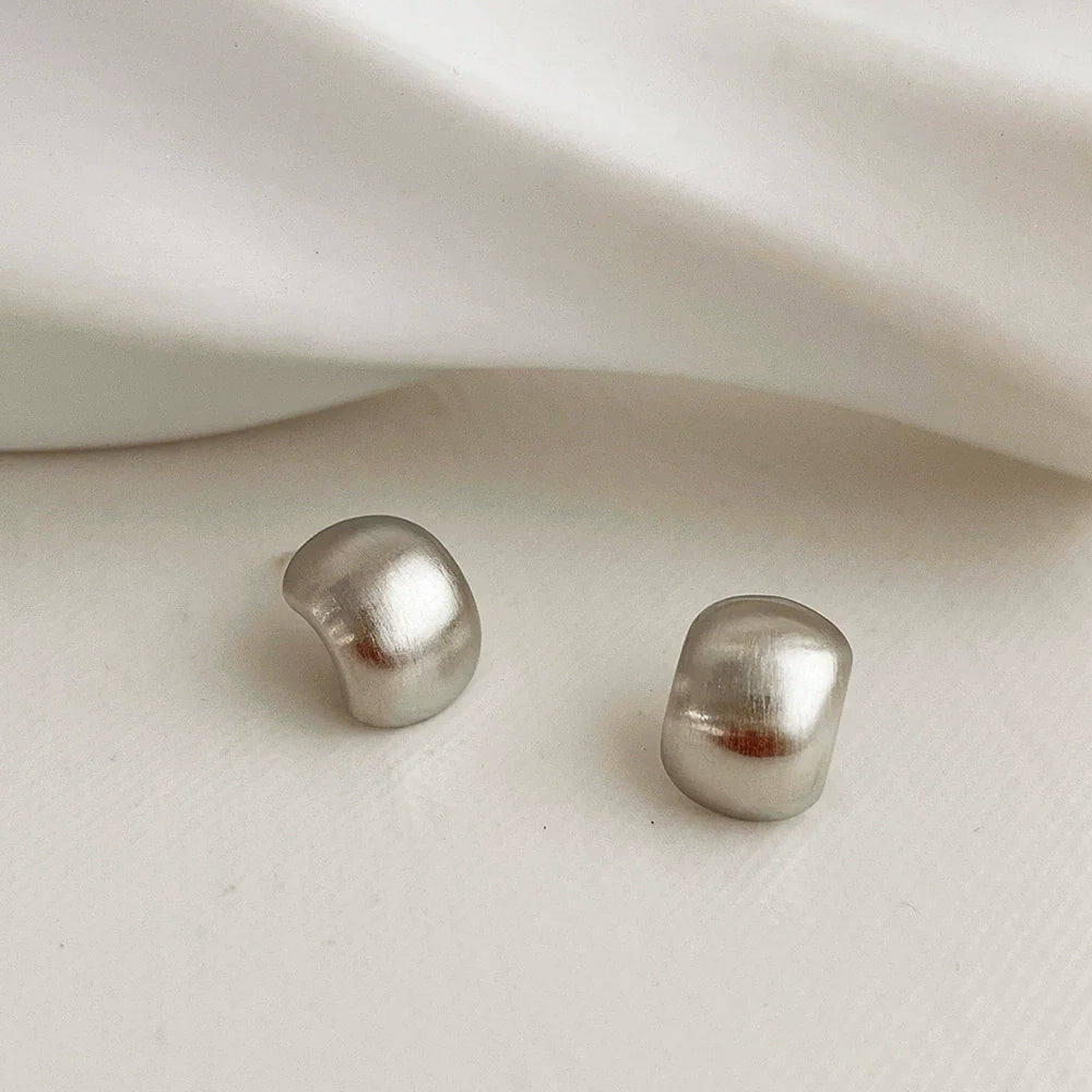 Liani Matte Bean Studs - Silver
