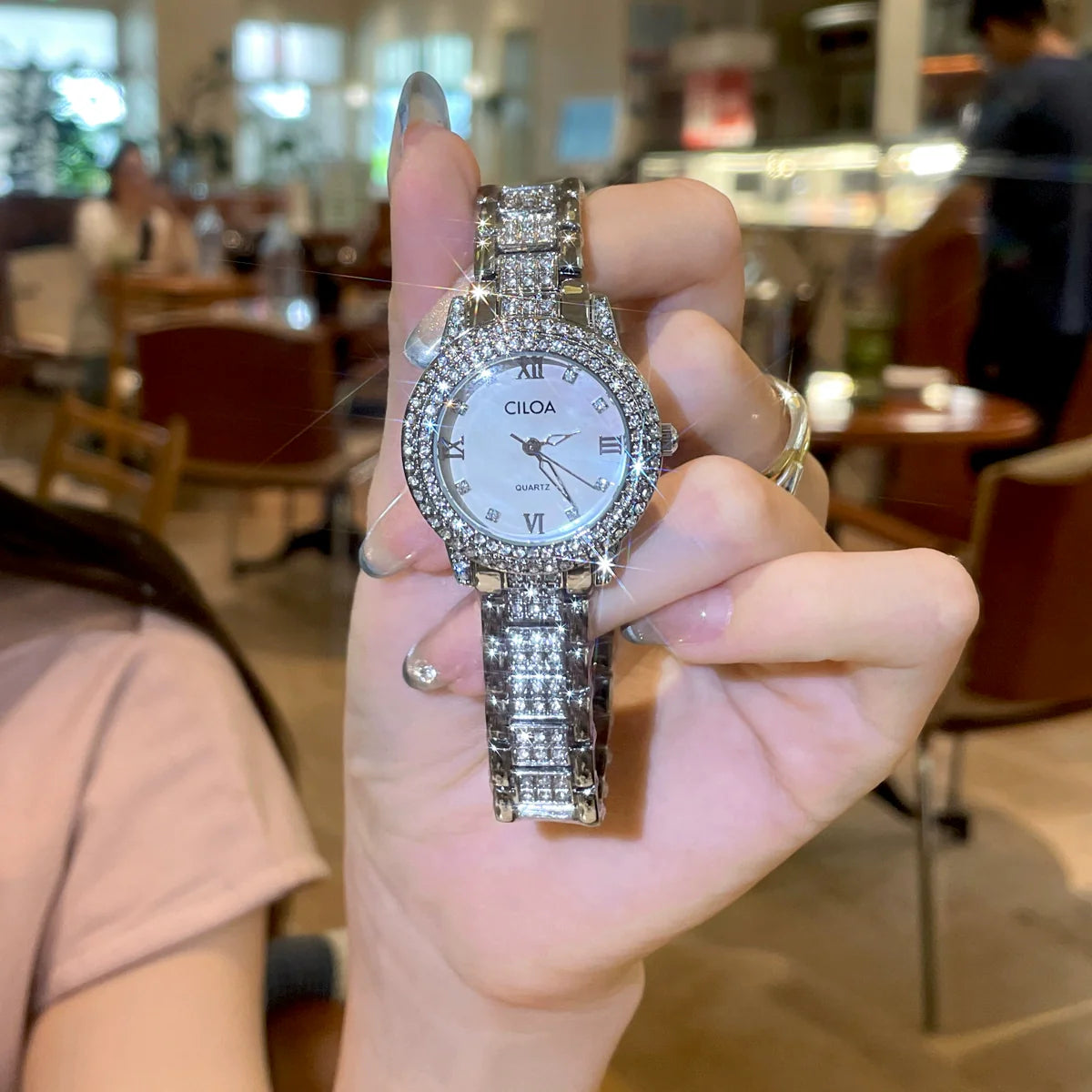 Taylah Starry Dial Watch - Silver White