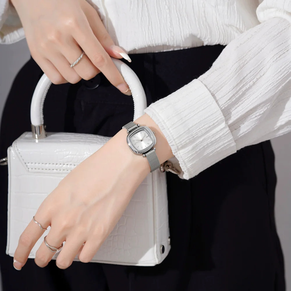 Viviann Minimalist Square Watch - Snowflake Silver