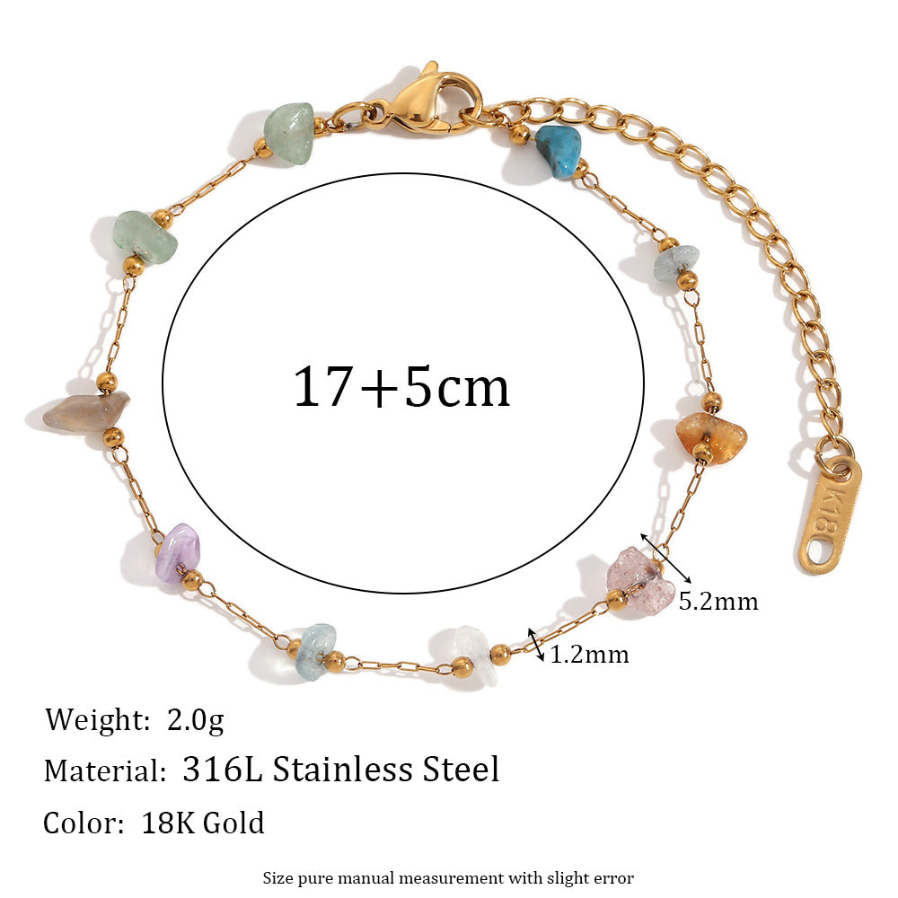 Lesley Dainty Stone Chain - Bracelet - Gold - Colorful Stone [20SANO65]