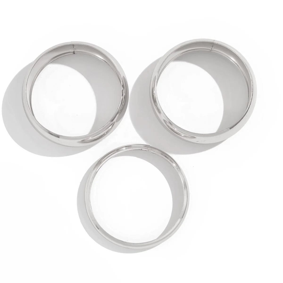 Venice Polished Metal Bangle Set - Silver