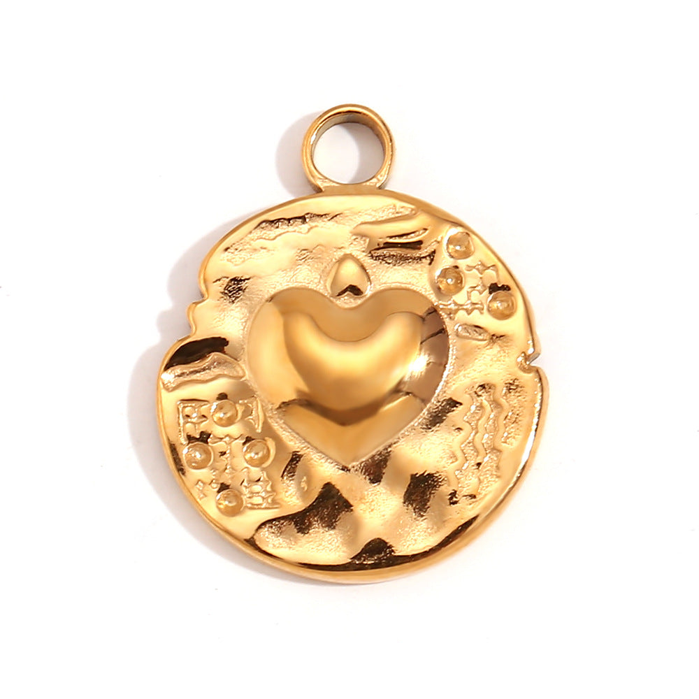 Kalayah Geometric Celestial Charms - Irregular Cute Heart Coin Pendant [B893XY31]
