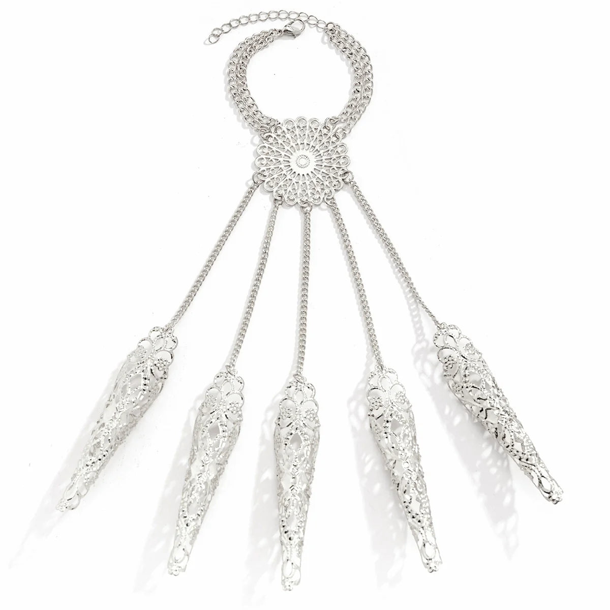Meklit Hollow Hand Chain - Round Disc Silver