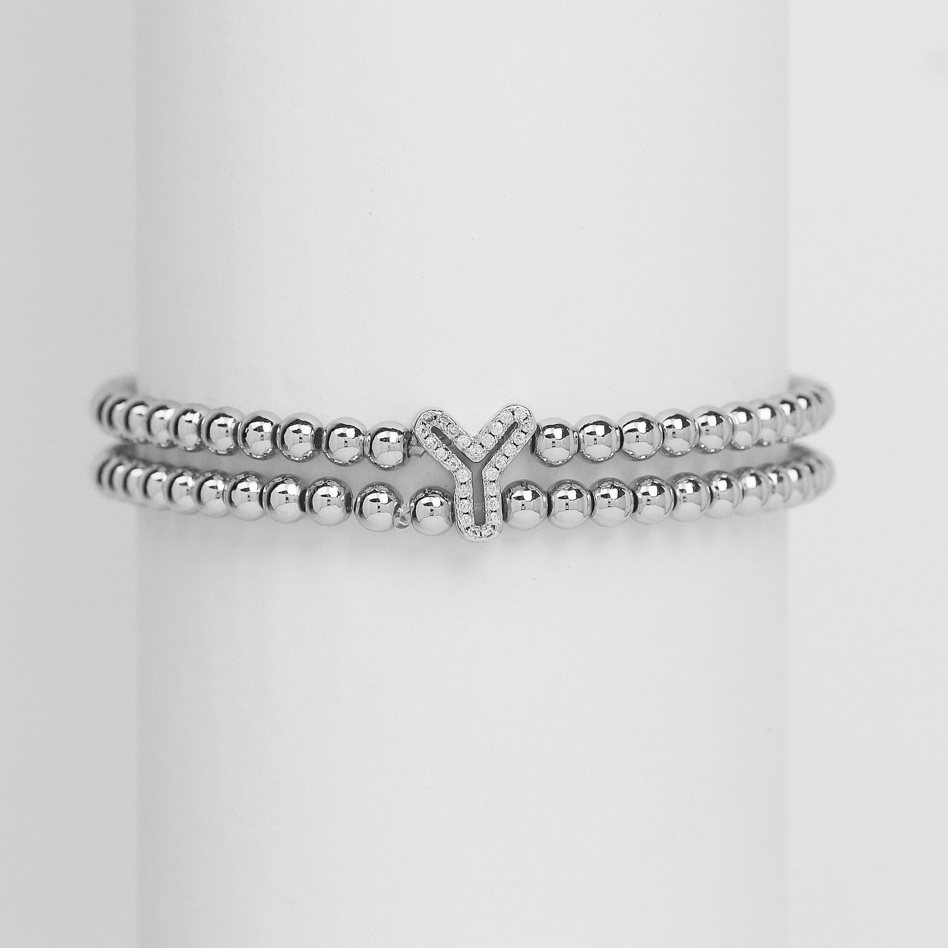 Alexandra Bubble Initial Bracelet - Silver Y [WXXPJH1J]