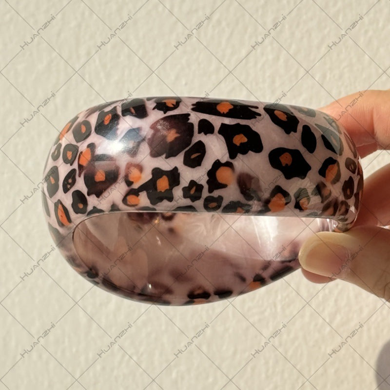 Liesl Chunky Resin Bracelet - Pink & Purple Swirl [CYHMYCE2]