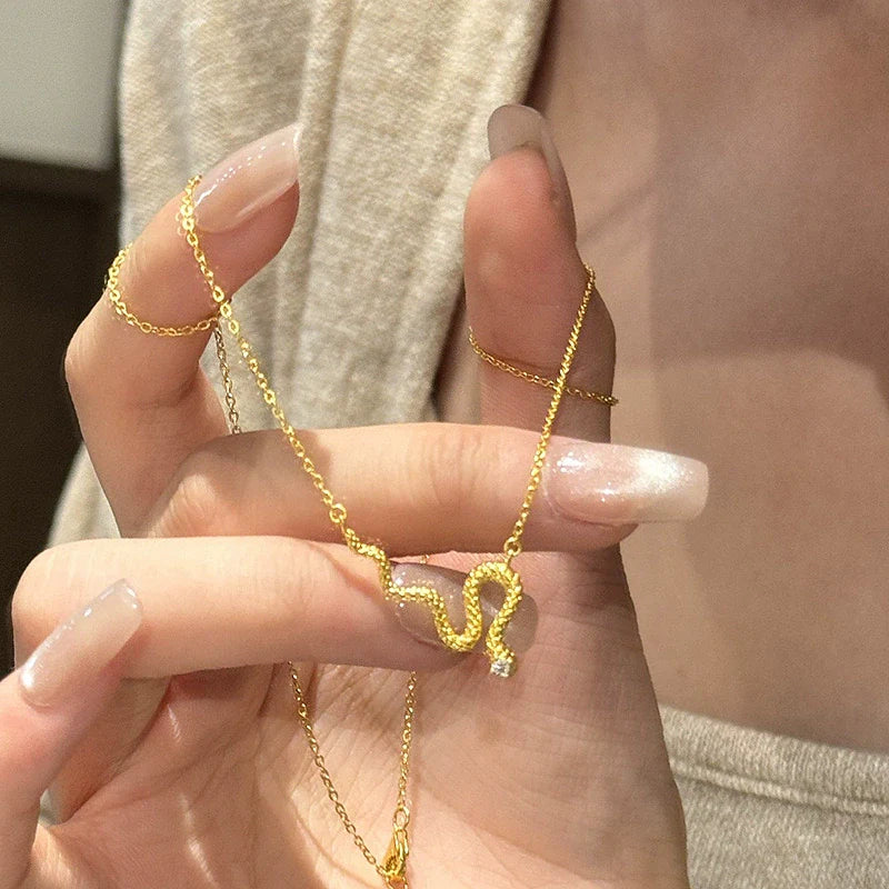 Celena Gilded Serpent Collar - Snake Wrap Necklace