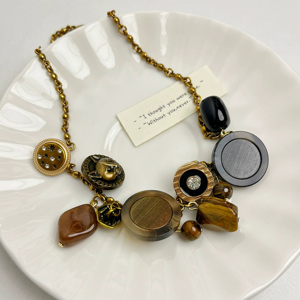 Reyah Tiger Eye Brass Necklace - Main Picture Style Necklace [4V2GW7WA]