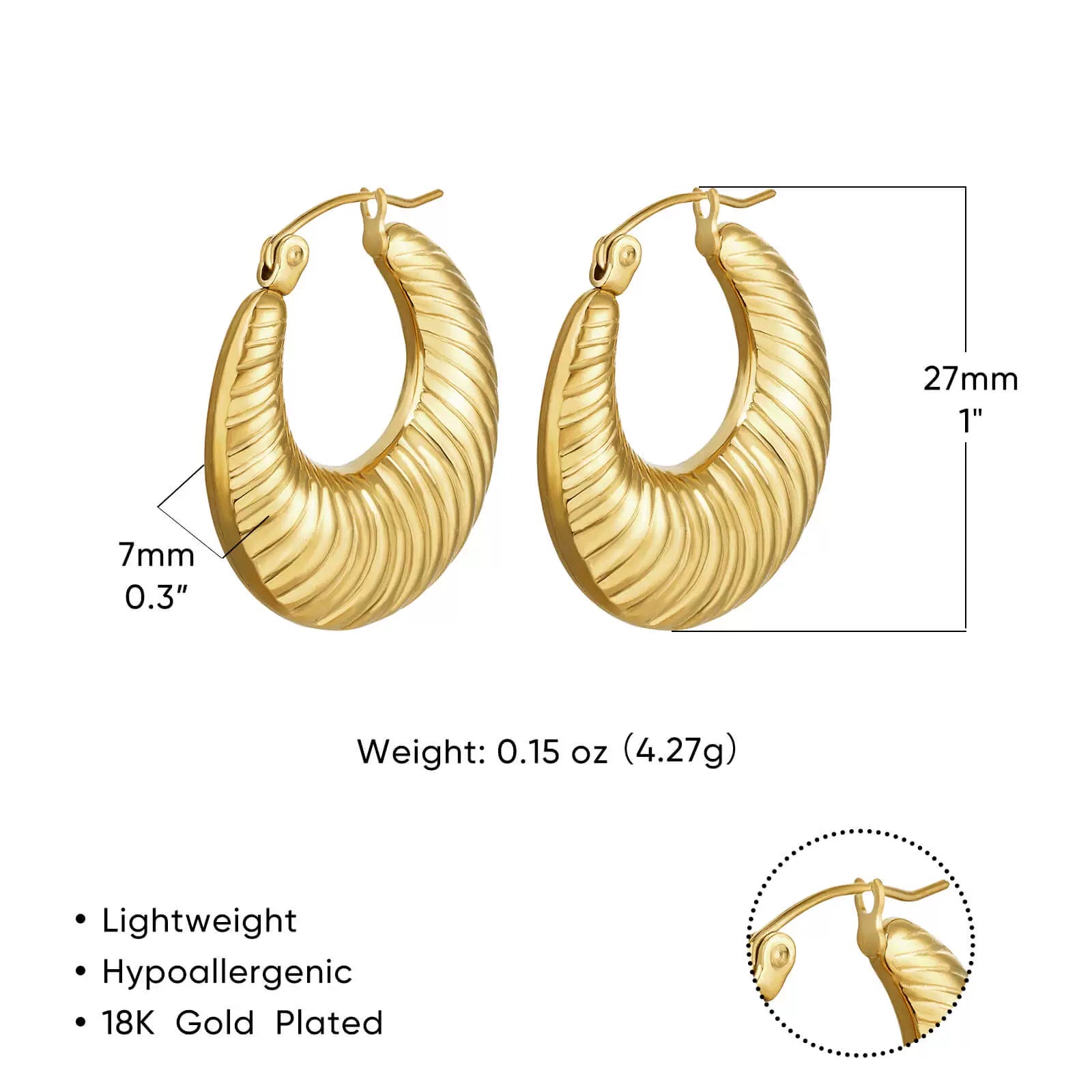 Phoebe Gold Chunky Hoop Earrings - E3399G