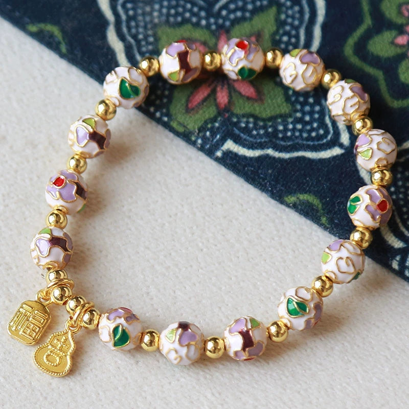 Ayaat Enamel Bloom Bracelet - White Peony [P2QVPO2B]