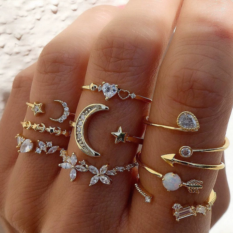 Camila Star Moon Ring Set - Style 12 [XDC9GU98]
