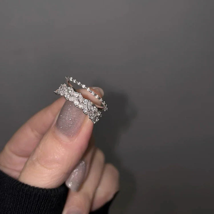 Kaylin Dazzling Zircon Ring - Double Layer Zircon Ring, Gold Plated