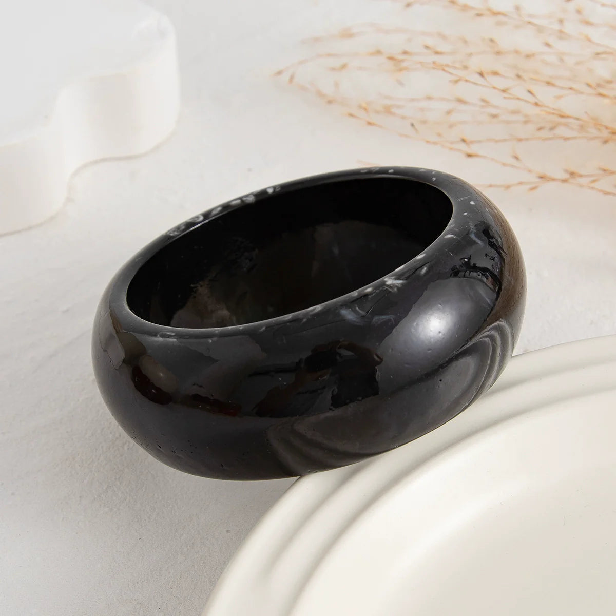 Asiah Statement Arc Bangle - Black