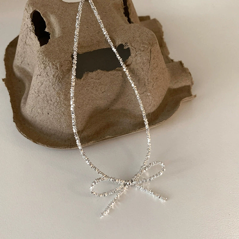 Ashtyn Glitter Bow Necklace - Bowknot Glitter Necklace [T4GXH2Q0]