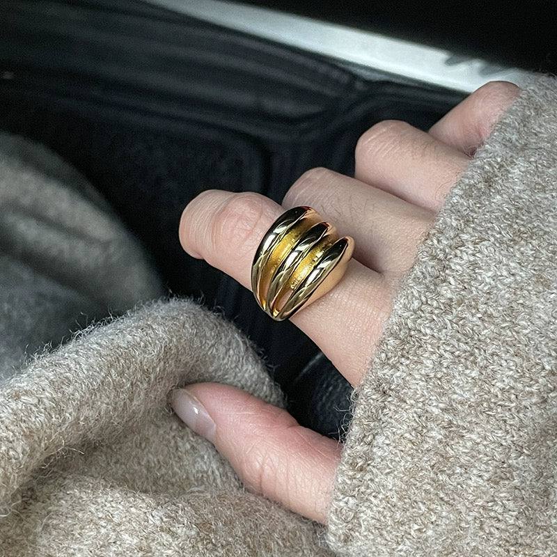 Cecelia Stacked Abstract Ring - Gold [FQUC7IOO]
