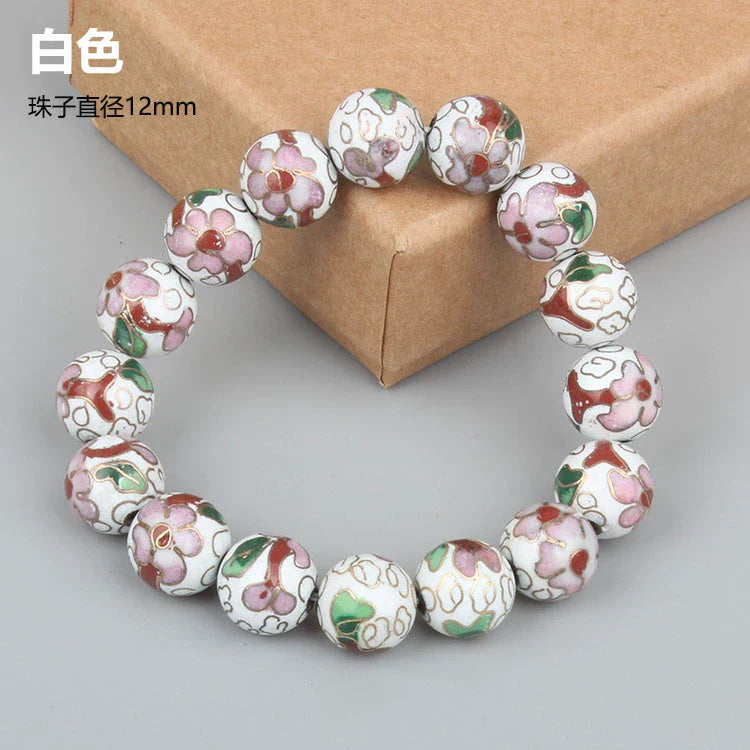 Charlie CloisonnŽ Beaded Bracelet - White - 12mm Bead