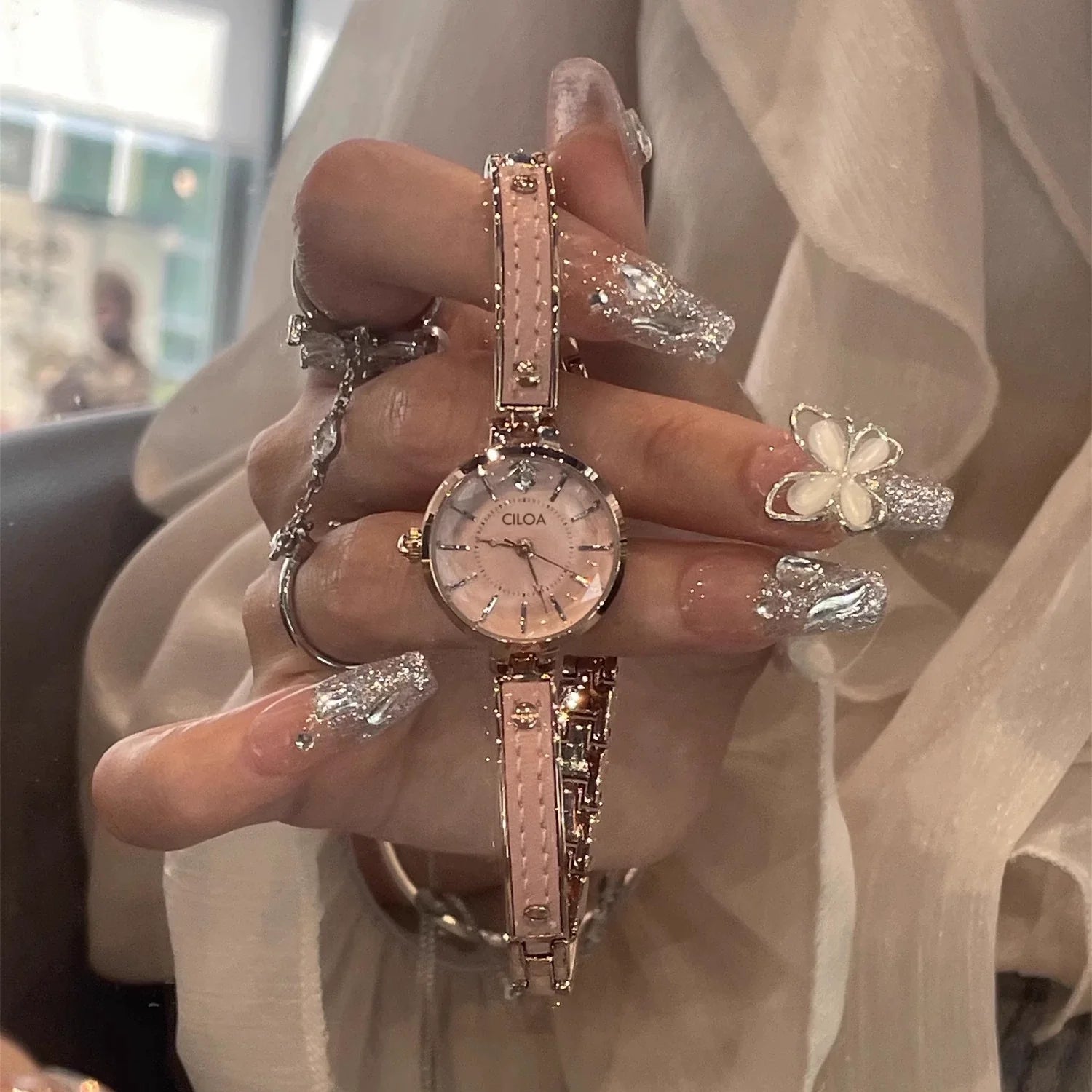 Delany Minimalist Quartz Watch - Coral Pink
