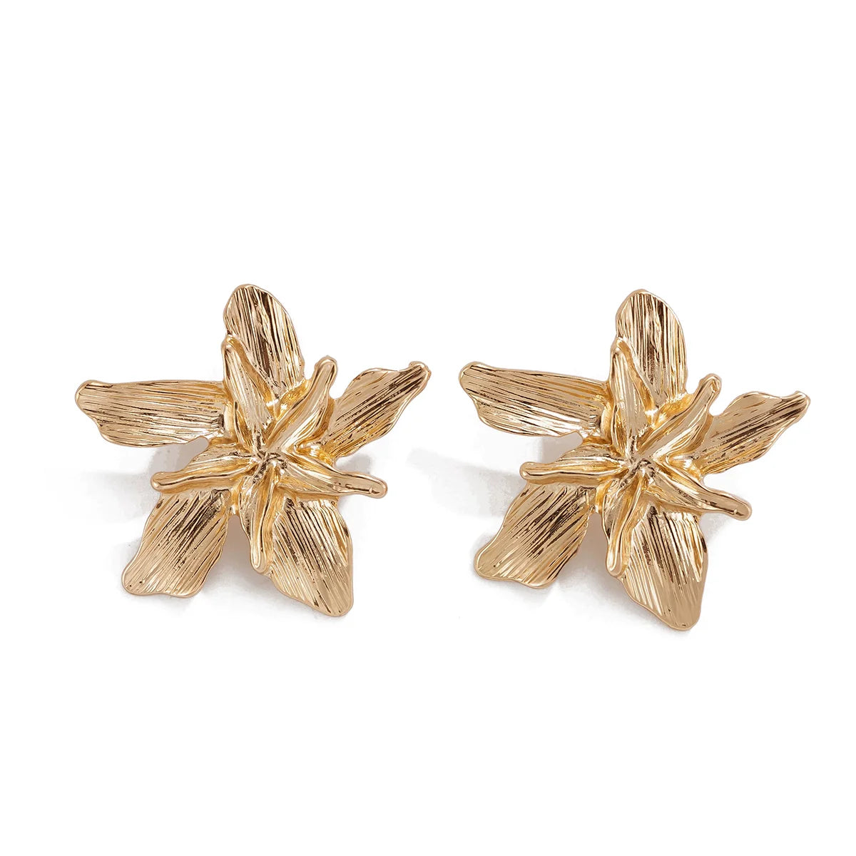 Keagan Five-Petal Flower Stud Earrings - Gold