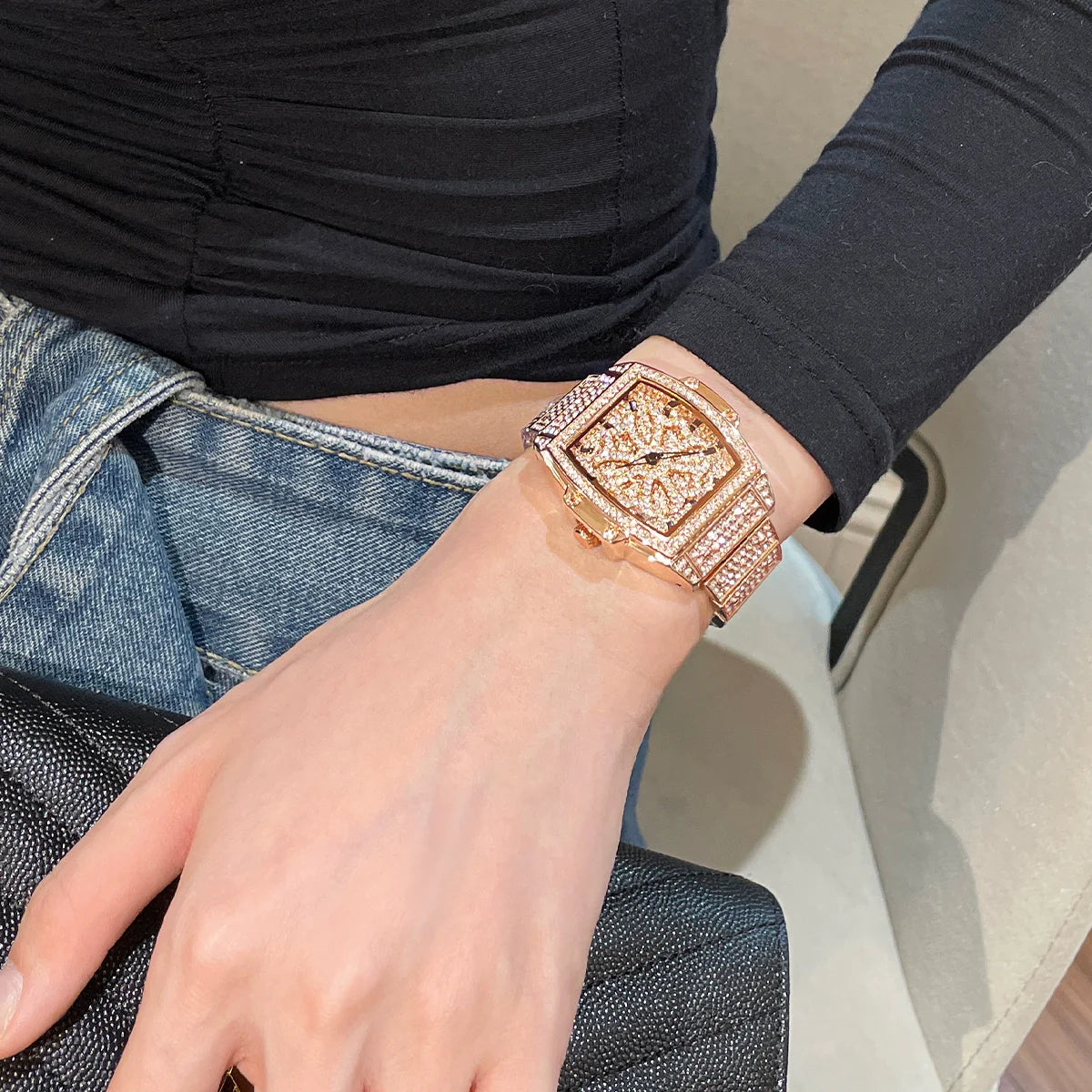 Andersyn Barrel Embellished Watch - Rose Gold
