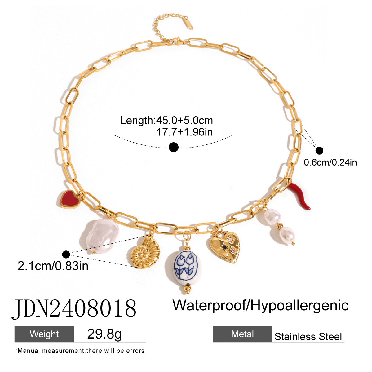Izabela Enamel Heart Pearl Necklace - Product Variant JDN2408018 [EY1HRO4C]