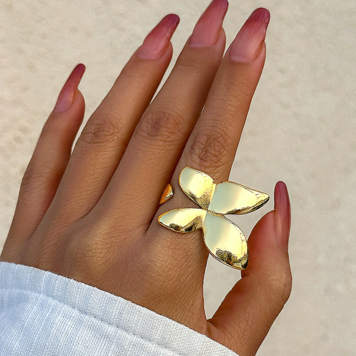 Miracle Glossy Butterfly Bow Ring - Light Gold Design 02 (0721) [XEGEMJA5]