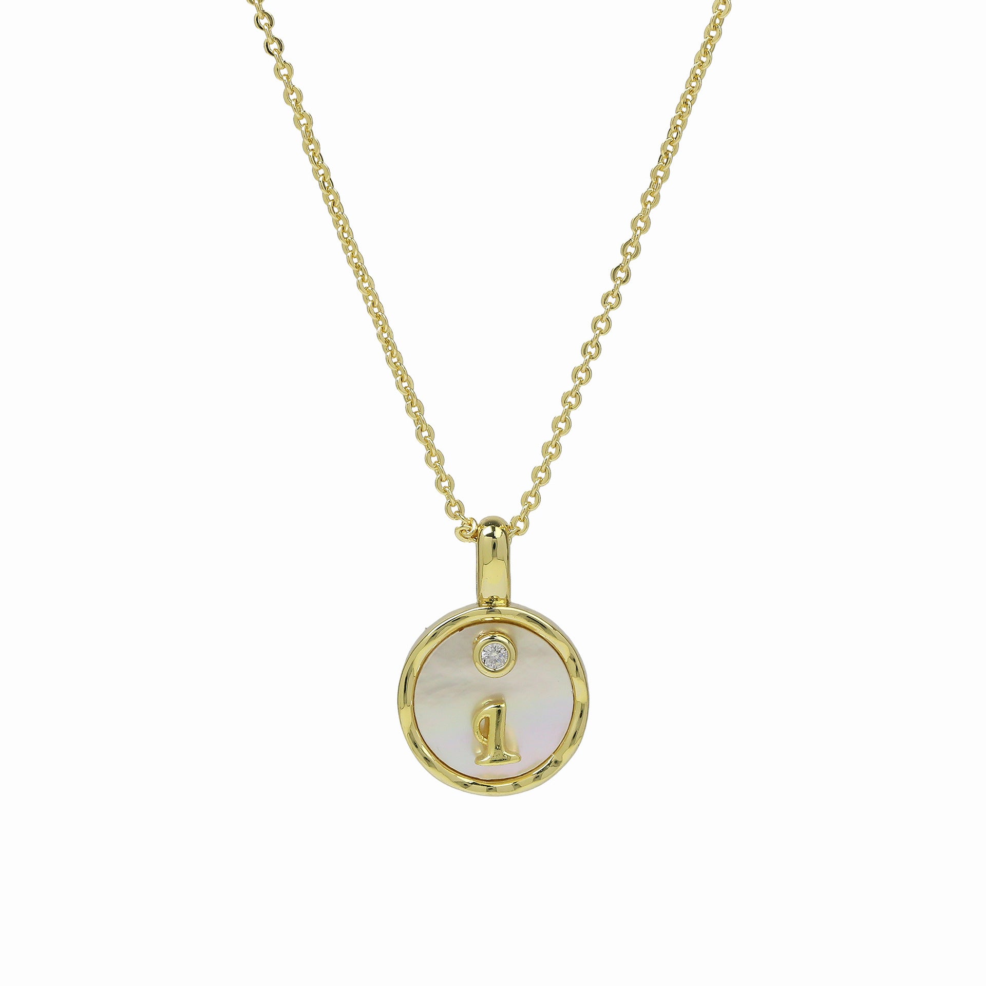 Haset Cursive Initial Pearl Necklace - Initial I [AZTHDP5D]