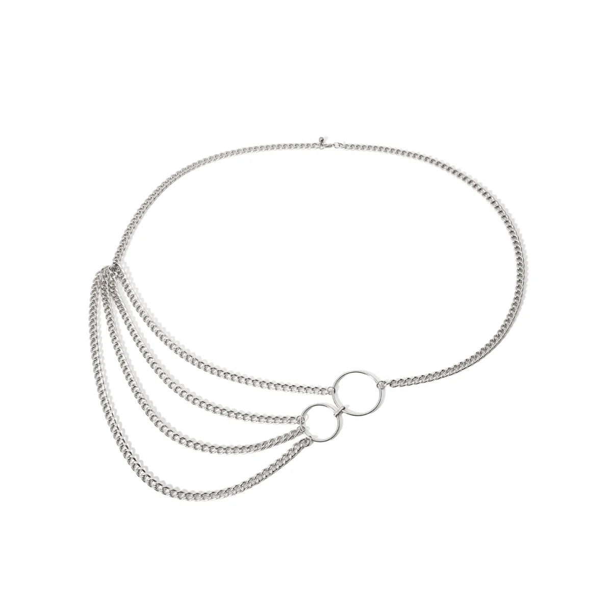 Khaliya Layered Tassel Body Chain - Style Two Silver