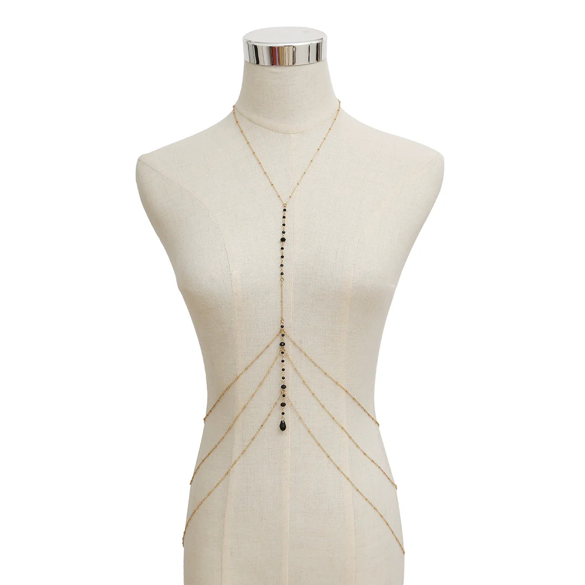 Ceanna Crystal Tassel Body Chain - Gold