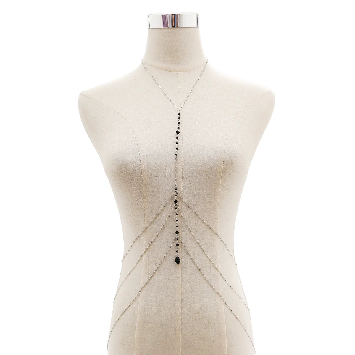 Ceanna Crystal Tassel Body Chain - Silver