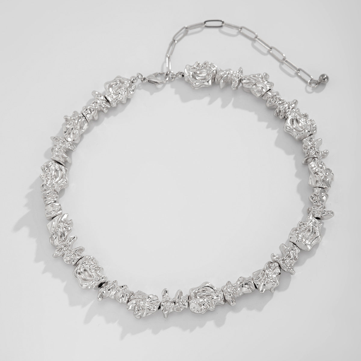 Meagan Molten Metal Jewelry Set - Necklace - Silver (Style 2) [MCTAYA9P]