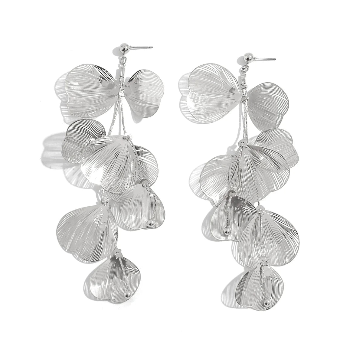 Leeah Ginkgo Tassel Necklace - Silver Stud Earring