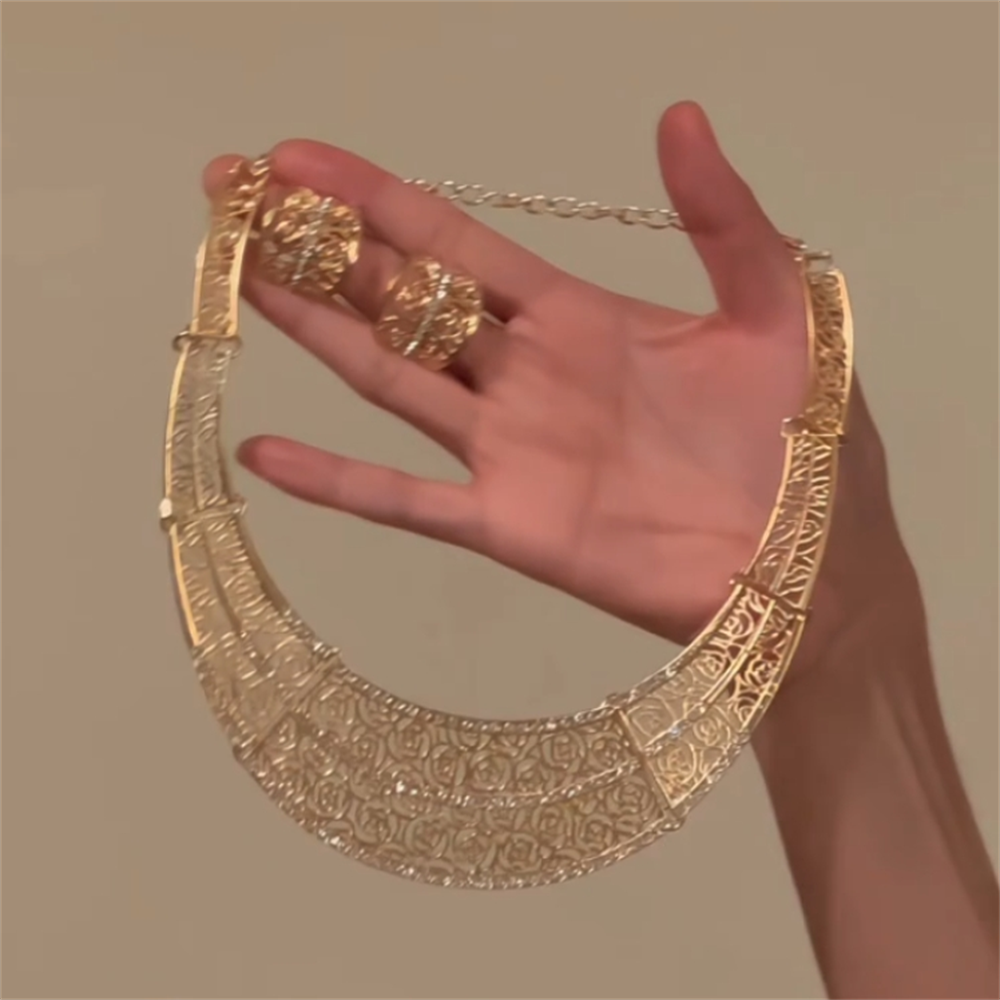 Miral Statement Floral Necklace Set - Necklace + Earrings