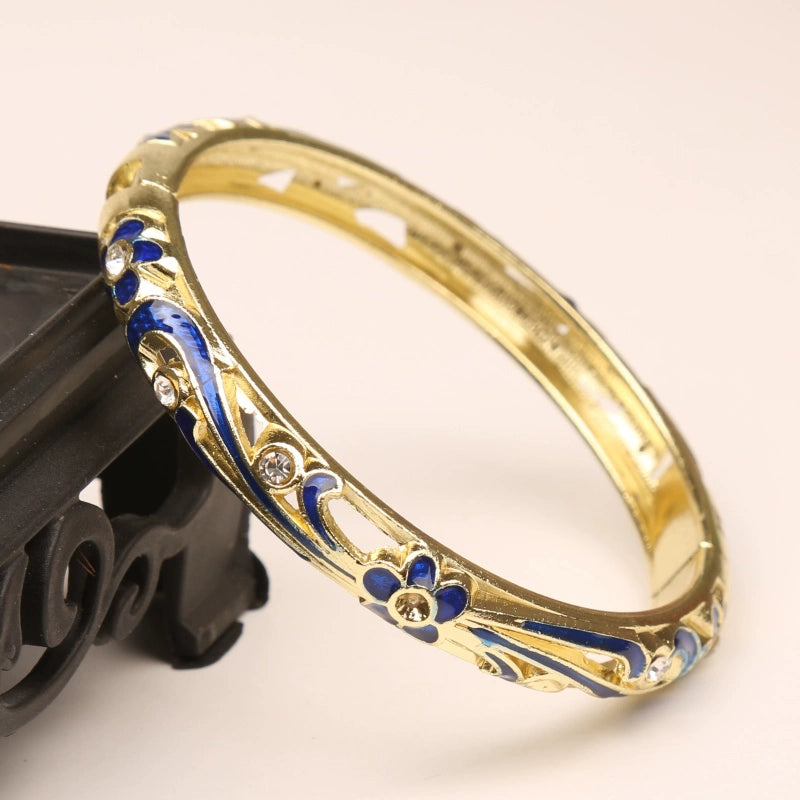 Raniyah Cloisonné Floral Bracelet - Dark Blue [JL86OOIQ]