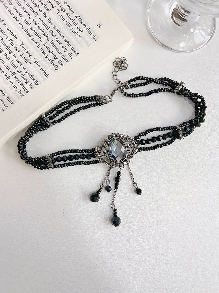 Athena Black Crystal Choker - Black Crystal Necklace