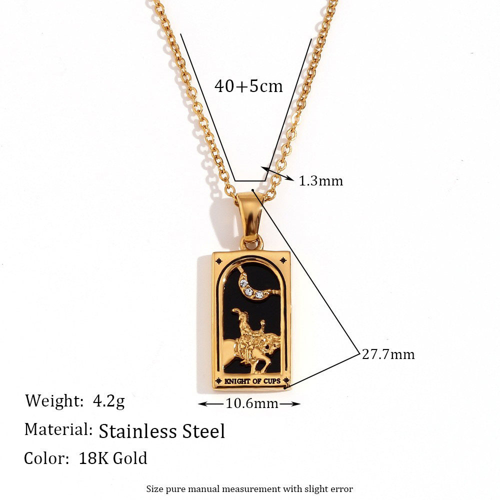 Avalyn Tarot Pendant Necklace - Gold - Knight of Cups [SZRTC6SJ]