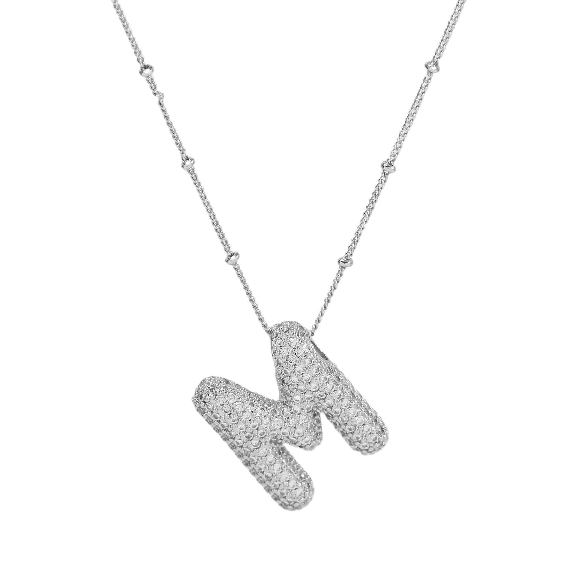 Fynlee Bubble Initial Necklace - Silver M [4QWKOP2I]