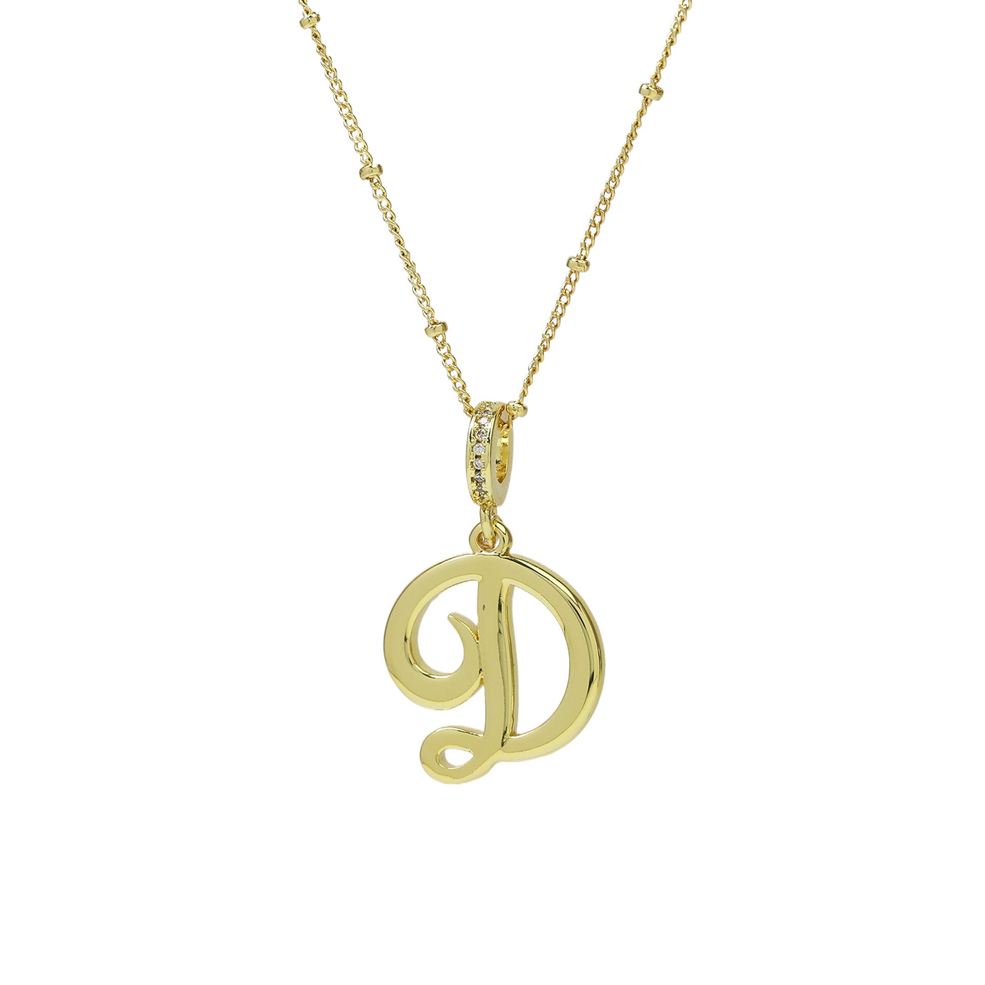 Frida Gold Cursive Initial Necklace - Gold D [O8TK3TKJ]
