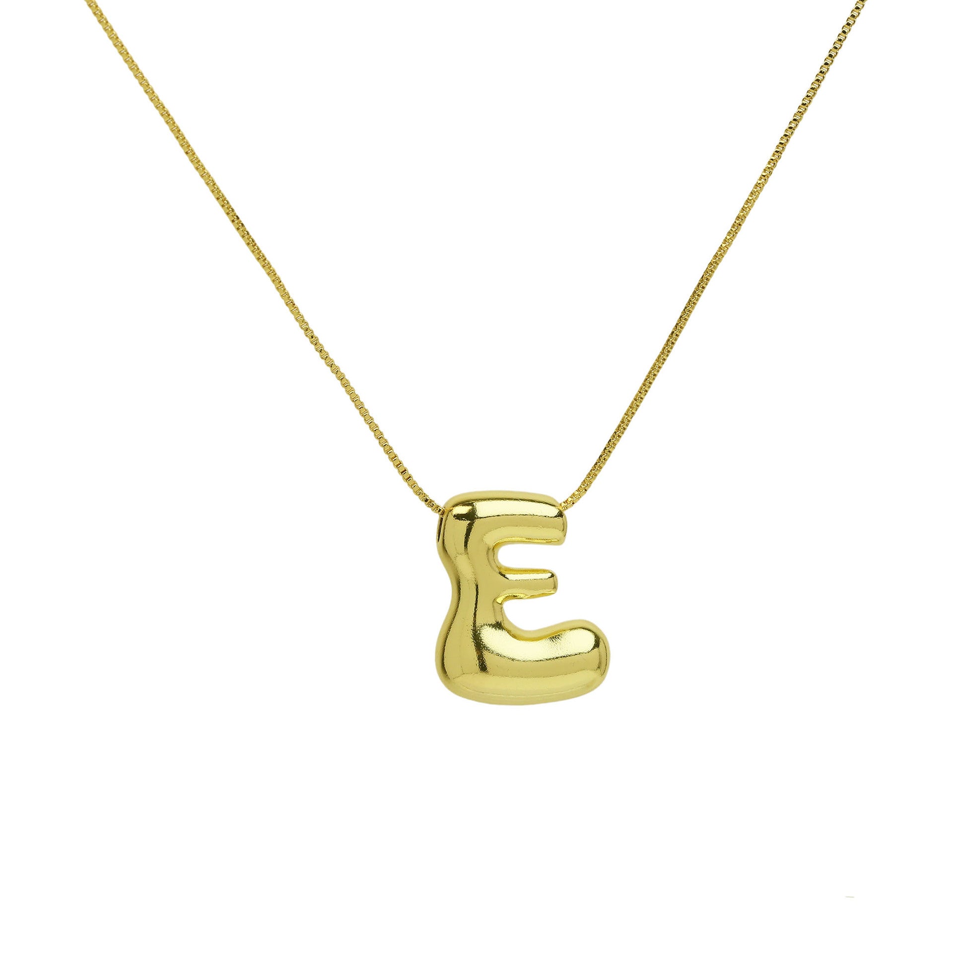 Virginia Bubble Initial Necklace - Letter E Necklace [7T3IZJLS]