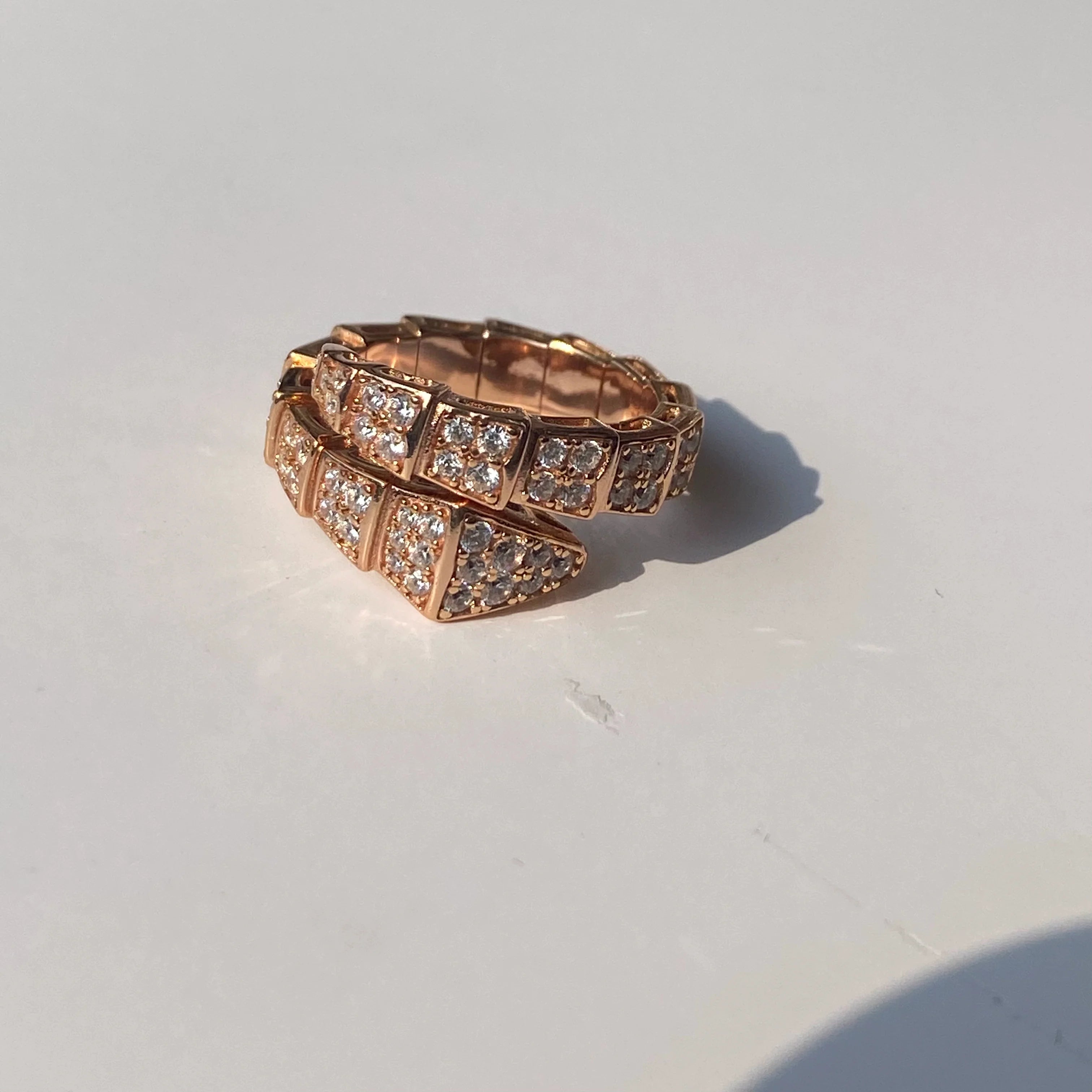 Brionna Serpent Embrace Ring - Rose Gold Wide Snake Ring