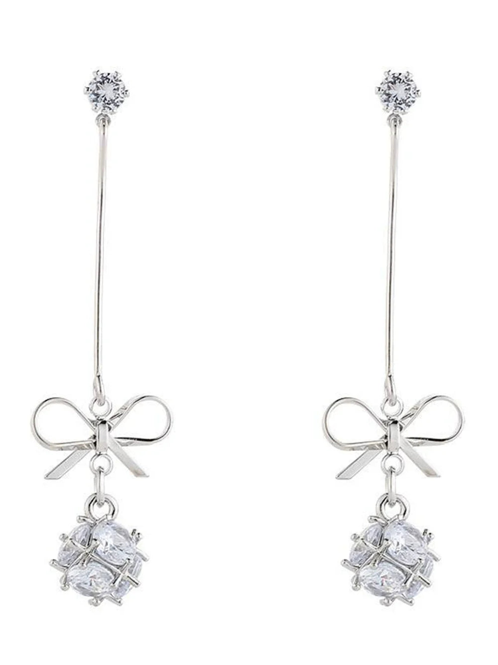 Tali Waterdrop Bow Dangle Earrings - Stud Style