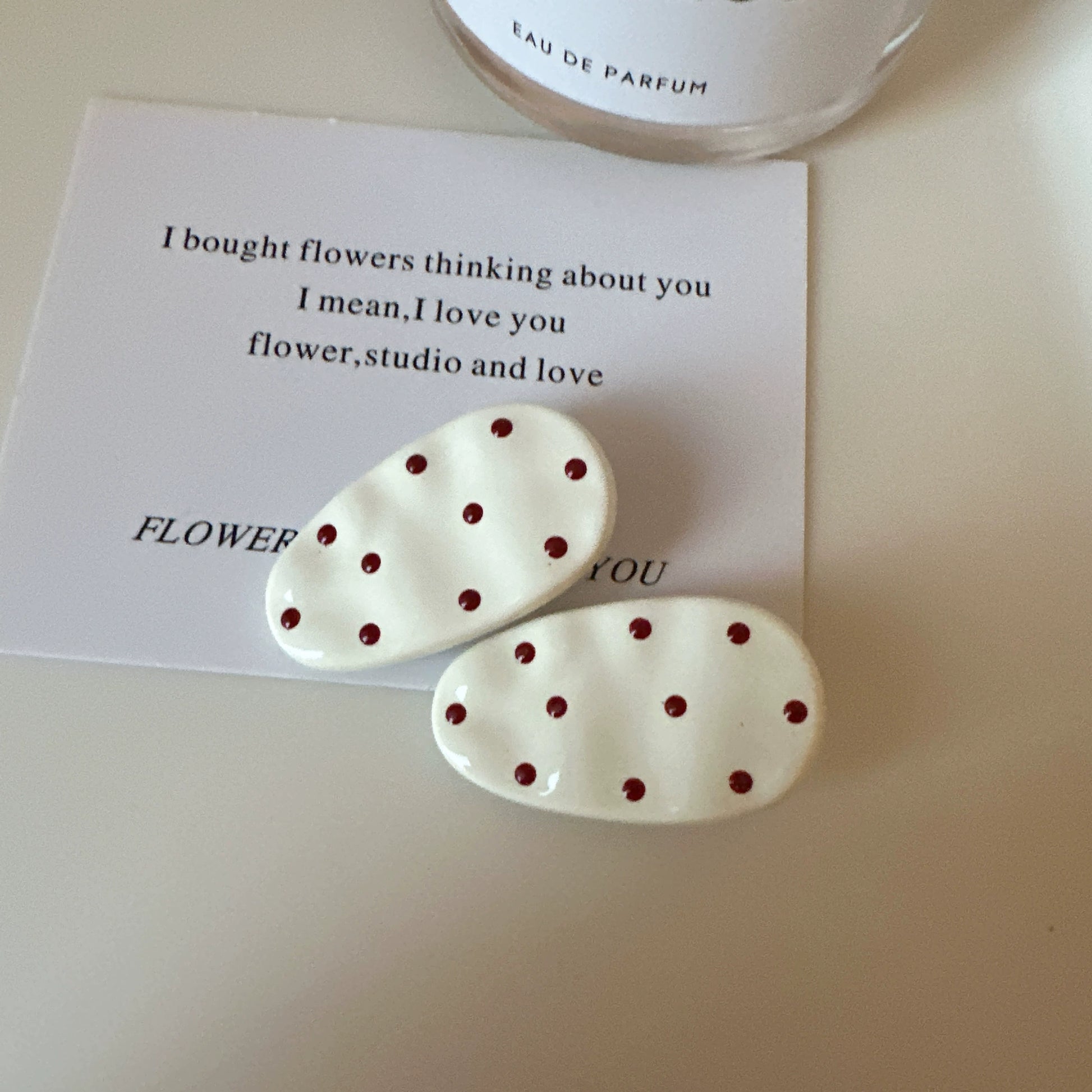 Ryann Polka Dot Hair Clip - White (Pair) [RNXY9R97]