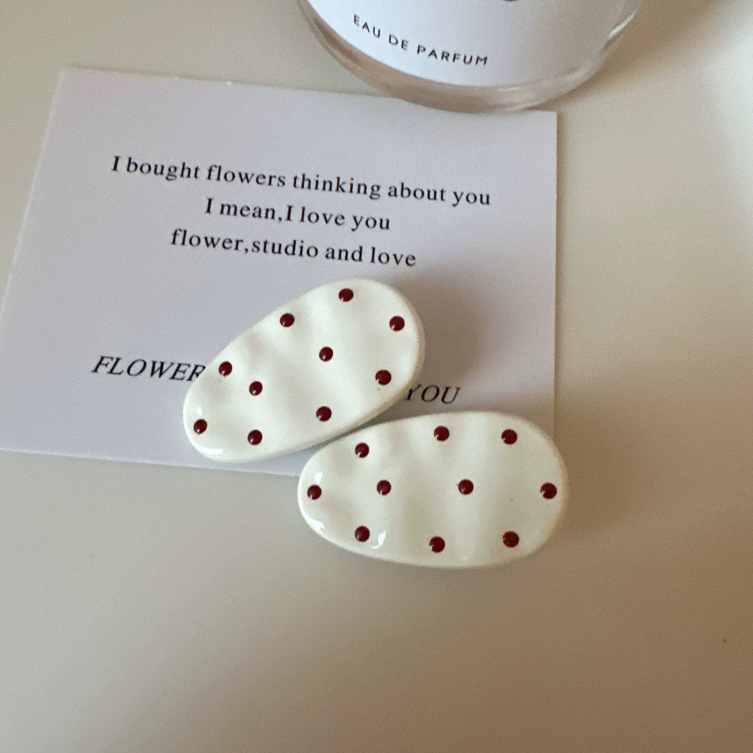 Ryann Polka Dot Hair Clip - White (Pair) [RNXY9R97]