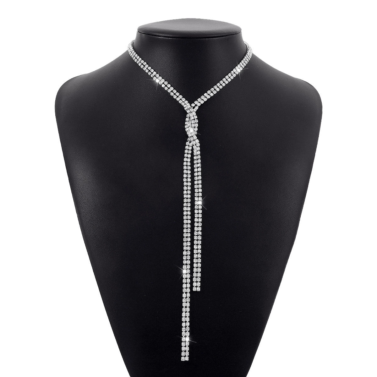 Janie Double-Row Rhinestone Back Chain - Silver-toned