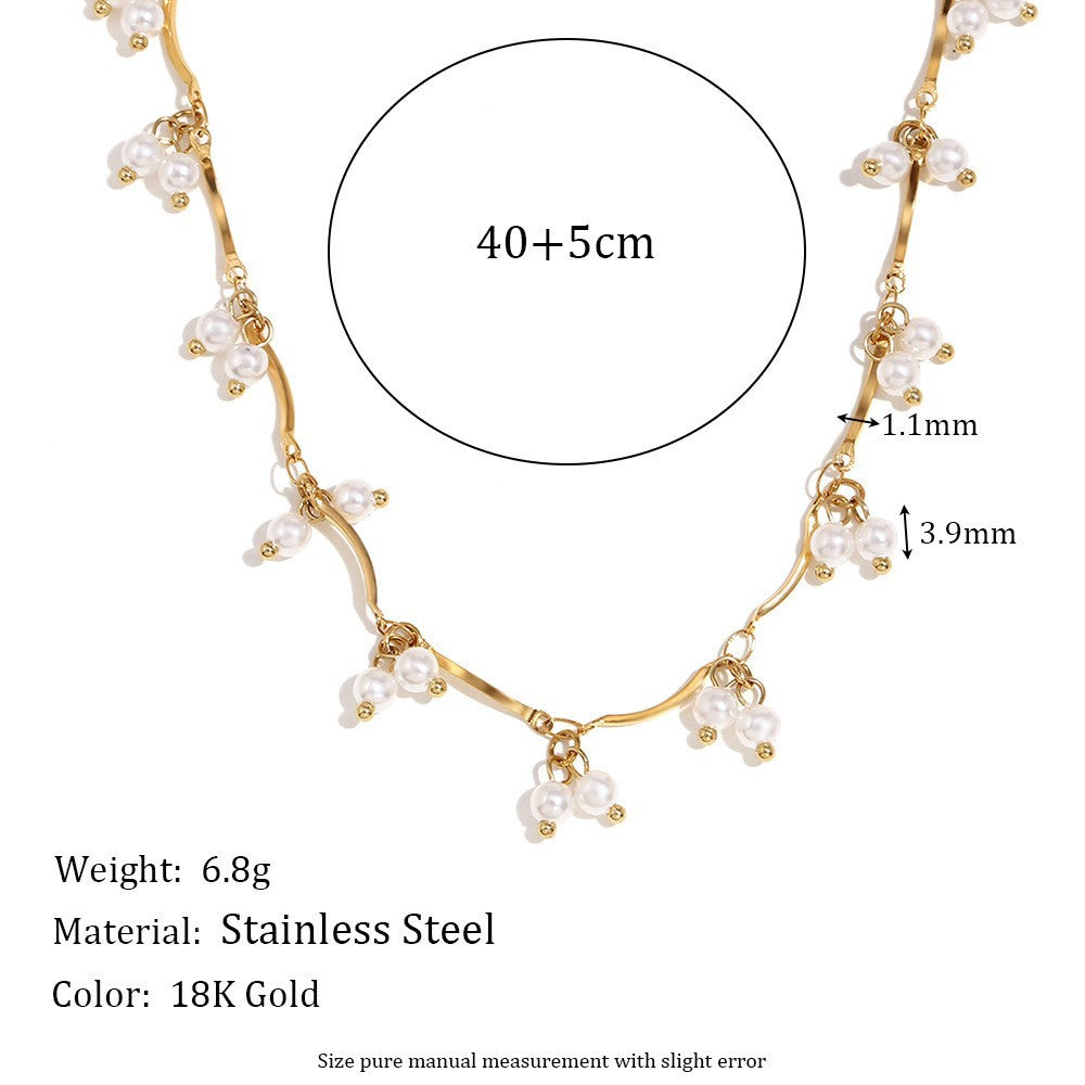 Avni Delicate Pearl Necklace - Tassel Faux Pearl Drop Necklace - Gold [IY64JSOD]