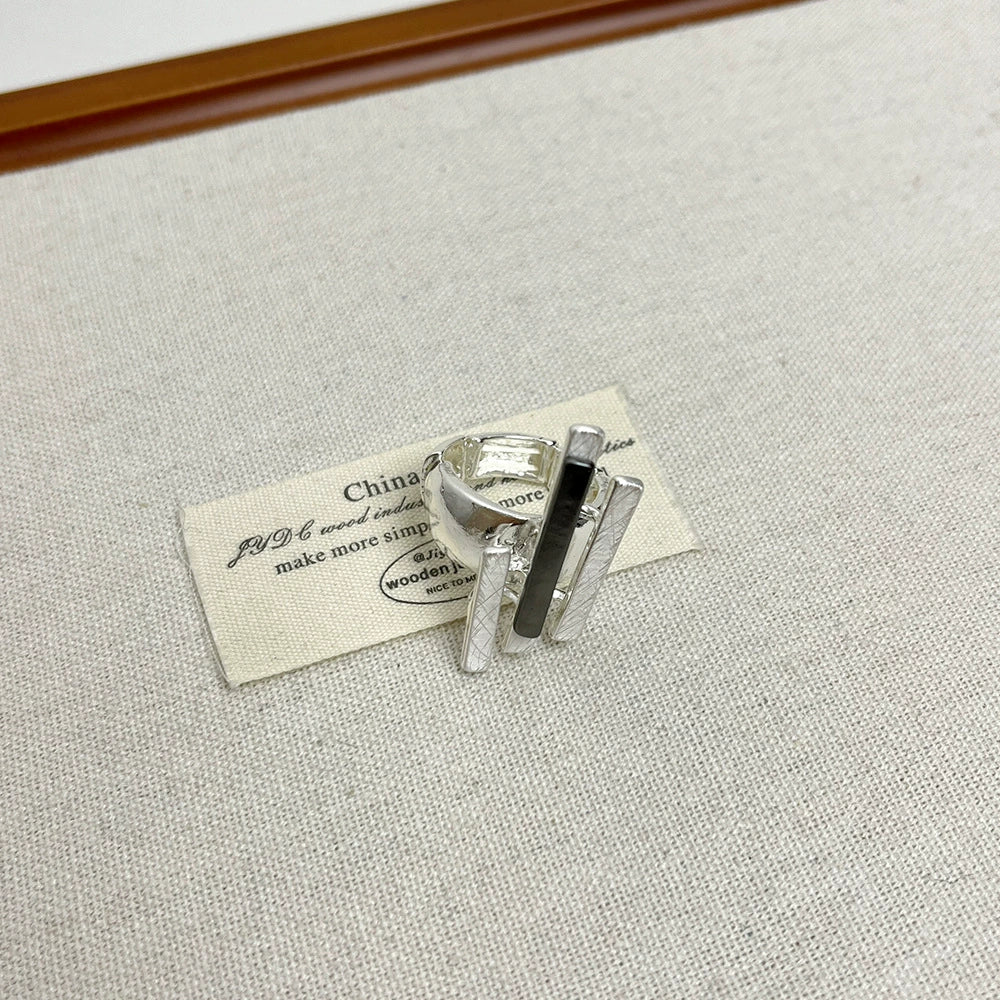 Mahogany Asymmetric Open Ring - Spliced Elastic Ring [O5ITID2K]