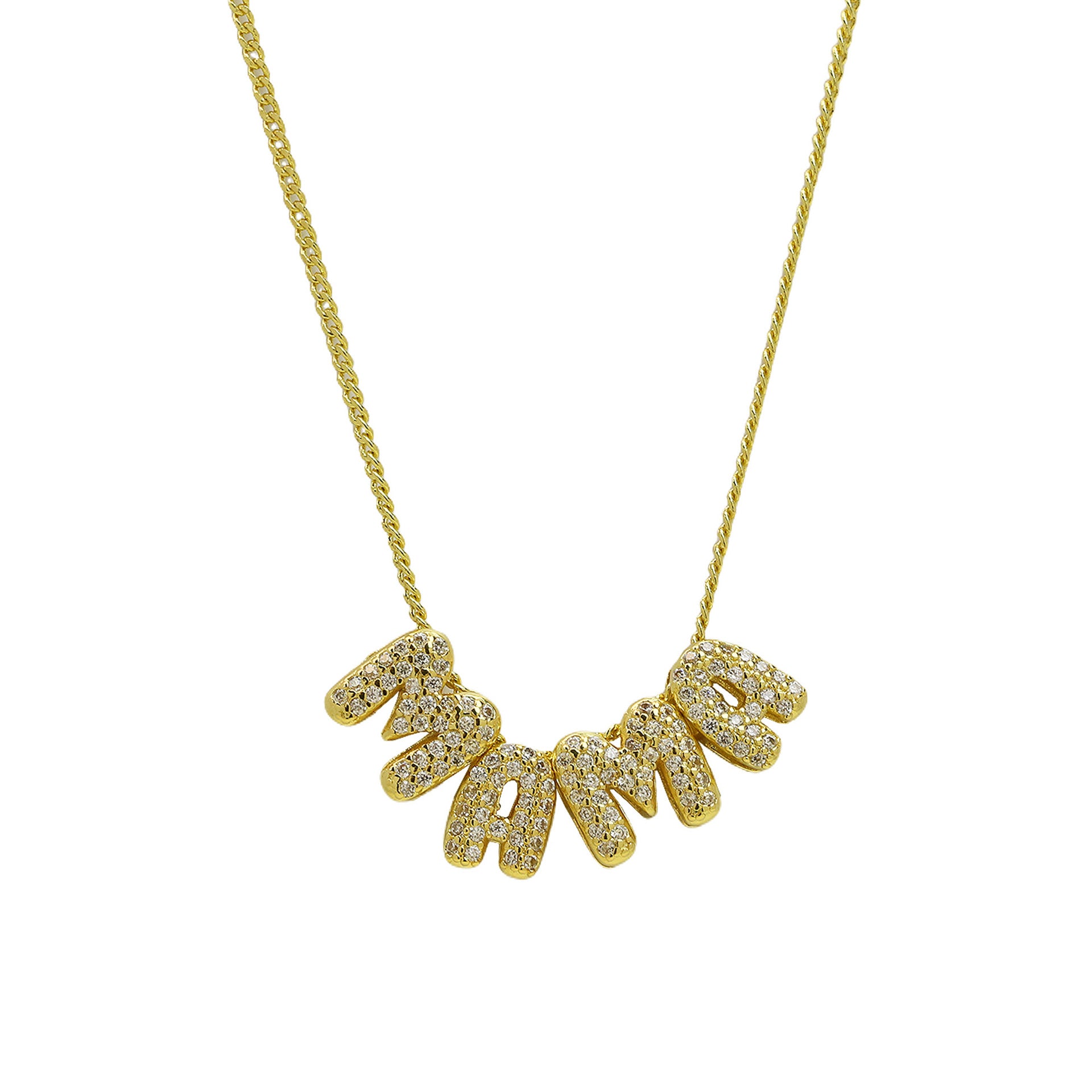 Beautiful Zircon Letter Necklace - Mama Gold [ZNBMKW8A]