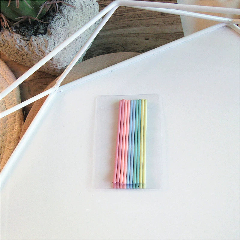 Kaliya Frosted Barrette Clips - Macaron Wave [9HNPBRGN]