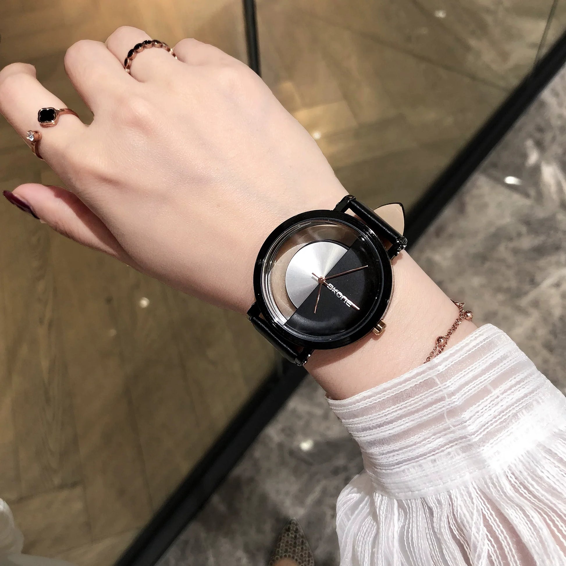 Remmington Skeleton Dial Watch - Black Strap Black Dial