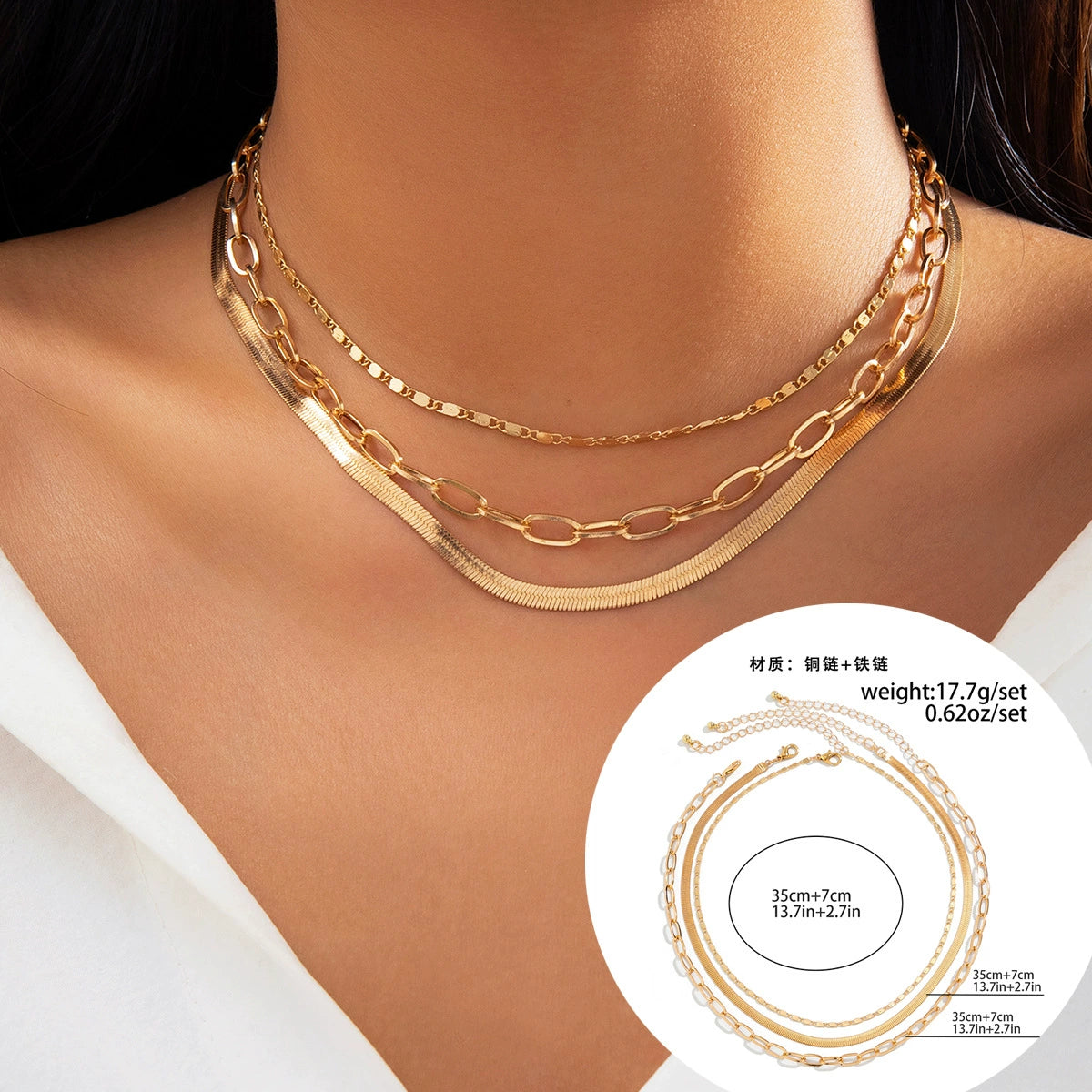 Elvira Layered Heart Necklace - Gold 3 [ETO12S0E]