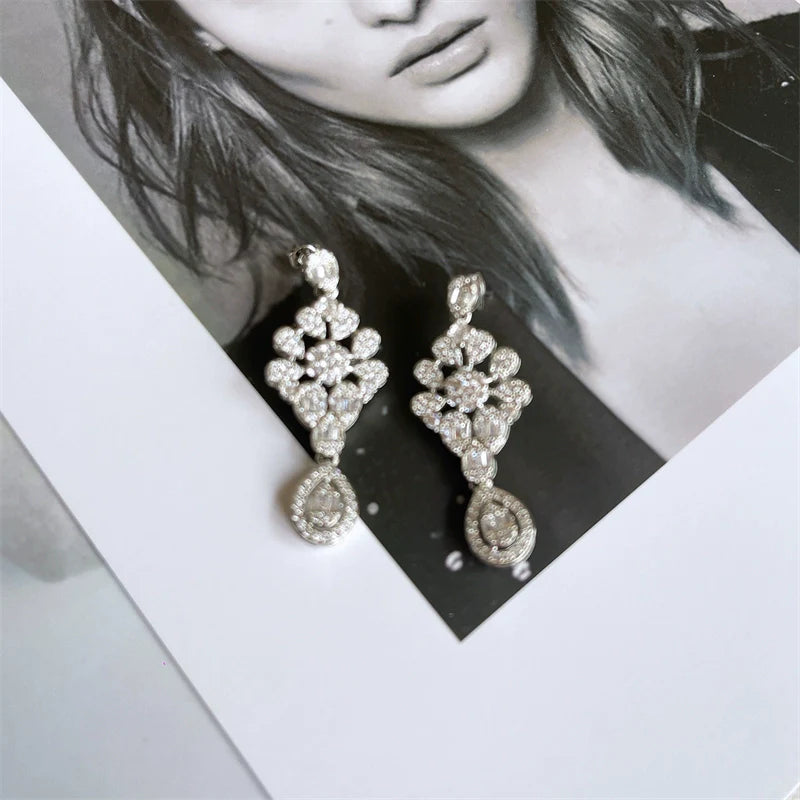 Adalae Retro Zircon Drop Earrings - Style Two